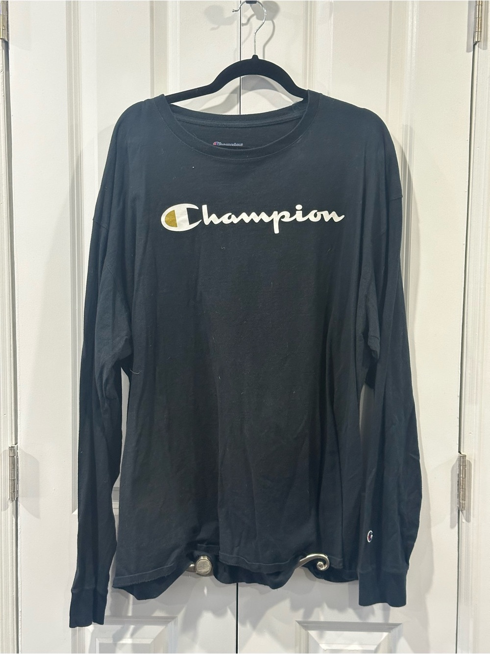 Champion Black Long Sleeve Logo Tee